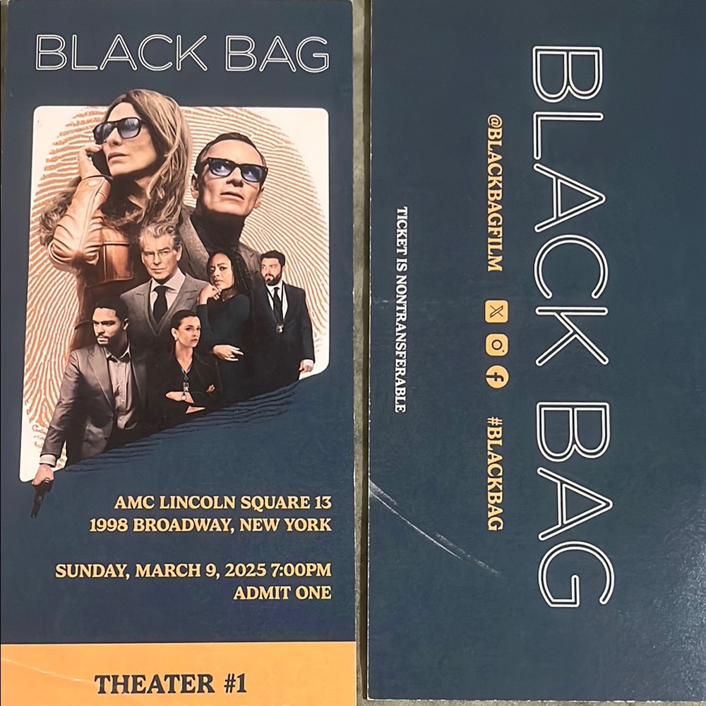 Black Bag World premiere NY Ticket Brosnan 3/9/2025